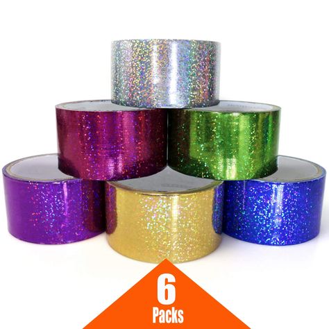 GIFTEXPRESS 6 Holographic Heavy-Duty Assorted Colored Duct Tapes, Sparkle Glitter Tapes Multi Purposes Bright Colors for DIY, Art Craft, 2" Roll by 5 yds -- Be sure to check out this awesome product. (This is an affiliate link) Craft With Popsicle Sticks, New Year's Eve Crafts, Easy Preschool Crafts, Kids New Years Eve, Diy Kids Art, Glitter Tape, Duct Tape Wallet, Classroom Projects, New Year's Crafts