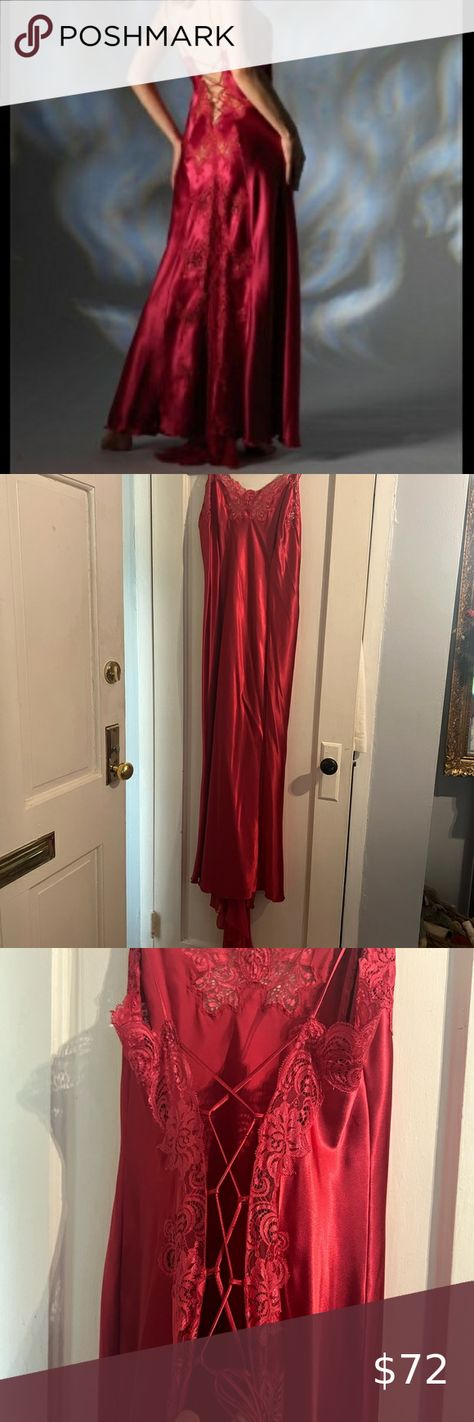 Jane Woolrich Lace and Silk Nightdress Lingerie Train M Jane Woolrich, Silk Nightdress, Luxury Silk, Red Silk, Corset Style, The Train, Signature Design, Deep Red, Night Dress