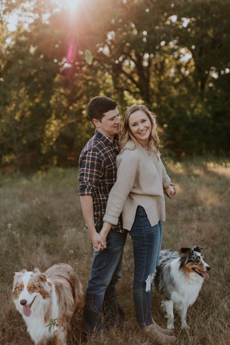 Couples Pictures With Dogs, Fall Picture Ideas For Couples With Dogs, Fall Pictures Couples And Dogs, Fall Couple Photos With Dog, Couple Fall Photoshoot With Dog, Fall Couple Photos With Two Dogs, Couples With Dogs Photography, Family Dog Photos, Pet Photography Poses