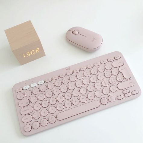 I need this + its bluetooth ! Pink Logitech Keyboard, Aesthetic Mouse And Keyboard, Cute Keyboard And Mouse, Wireless Keyboard And Mouse Aesthetic, Logitech Keyboard Ipad, Apple Ipad Keyboard, Cute Ipad Keyboard, Logitech Keyboard And Mouse, Logitech K380 Aesthetic