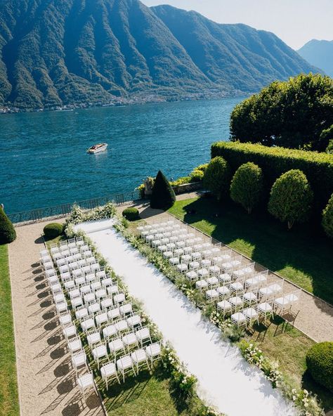 Bridal Bliss: Amber And Femi's Lake Como, Italy Wedding Was Filled With Love And Luxury | Essence Wedding Venues Outdoor Italy, Wedding Places In Italy, Wedding Ideas Italy Romantic, Outdoor Wedding Ceremony Italy, Wedding Reception Lake Como, Italian Wedding Venues Lake Como, Outdoor Destination Wedding, Luxury Wedding Italy, Wedding In Italy Lake Como