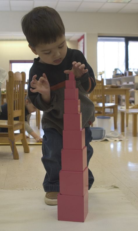 Montessori Pink Tower, Brown Stairs, Montessori Tower, Height Grow, Montessori Activities Preschool, Montessori Practical Life, Activities Preschool, Montessori School, Practical Life