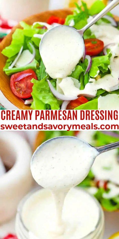 White French Dressing Recipe, Creamy Salad Dressing Recipes, Creamy Parmesan Dressing Recipe, Parmesan Dressing Recipe, Creamy Parmesan Dressing, Easy Salad Dressing Recipes, Parmesan Salad, Creamy Salad Dressing, Easy Salad Dressing