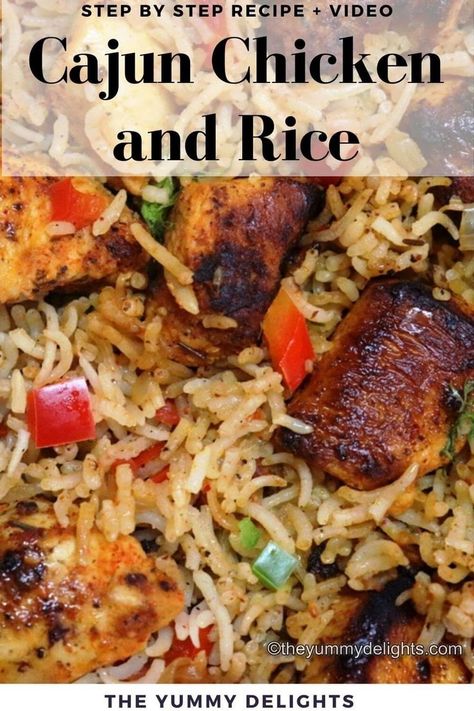 close-up of cajun chicken rice. Cajun Supper Ideas, Cajun Chicken Recipes Easy, Cajun Chicken And Rice Skillet, Chicken Cajun Recipes, Cajun Chicken And Rice Recipes, Southern Style Chicken And Rice, Chicken Rice Gravy Recipes, Boneless Chicken And Rice Recipes, Cajun Chicken And Rice Casserole