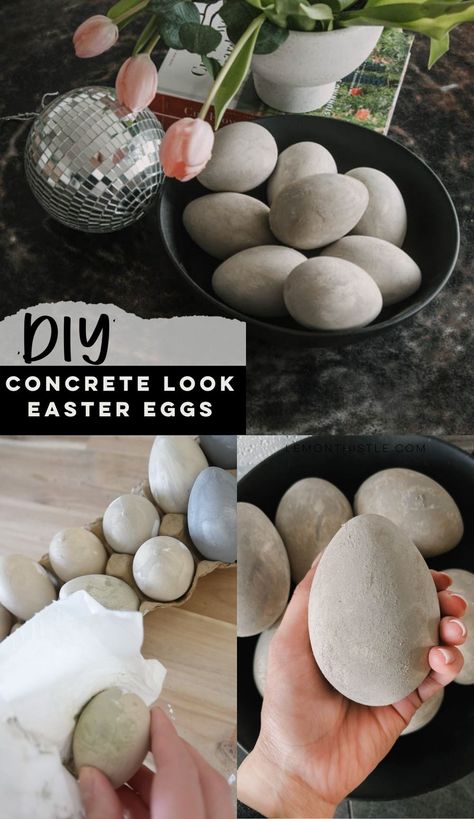 Concrete Eggs Diy, Modern Easter Decor Ideas, Diy Easter Eggs Decorations, Modern Easter Decorations, Minimalist Easter Decor, Boho Easter Decor, Modern Spring Decor, Easter Diy Decorations, Modern Easter Egg