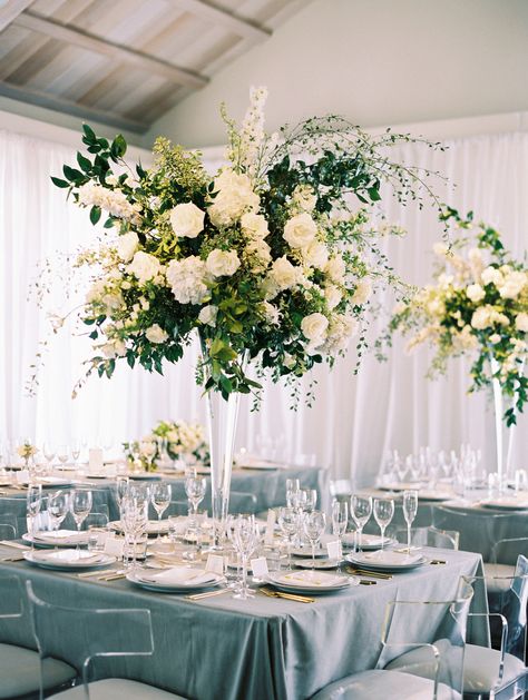 Theoni Collection, Auberge Resorts, Kate Siegel, Chandelier Classic, Indoor Garden Party, Pippin Hill Wedding, Tall Centerpiece, Greenery Centerpiece, Tall Wedding Centerpieces