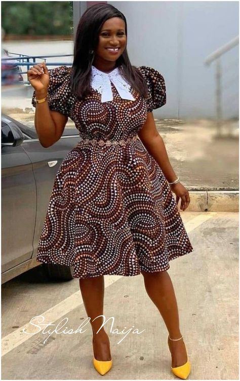 Trendy Ankara Short Gown Styles for Working Wives and Moms, volume 2. - Stylish Naija Ankara Flare Dresses Short, Ankara Flare Dresses, Flare Dress Styles, Ankara Flare Gown Styles, Short Flare Gown, Ankara Short Flare Gowns, Flare Gown Styles, Short Flare Dress, Short Gown Styles