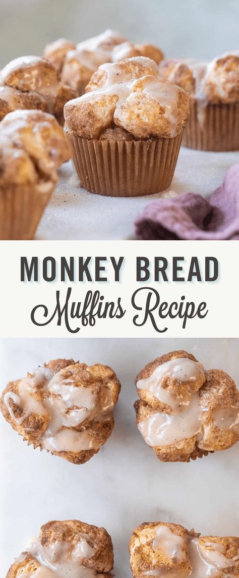 Fall Bake Sale Ideas Easy, The Best Monkey Bread, Best Monkey Bread, Mini Monkey Bread, Bread Muffins Recipe, Biscuit Monkey Bread, Brown Butter Glaze, Monkey Bread Muffins, Mini Muffin Recipe