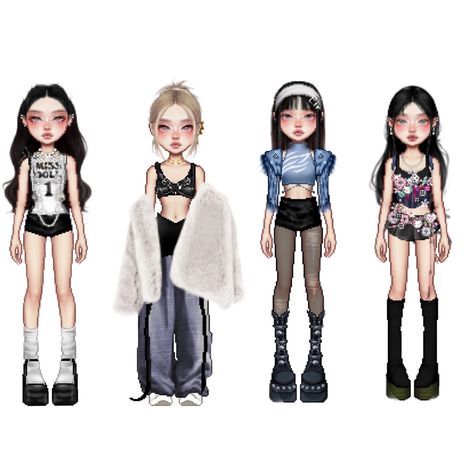 4 member gg, kpop, everskies outfits Dance Style Outfits, Korean Outfits Kpop, Bratz Inspired Outfits, Preformance Outfits, Model Looks, Virtual Fashion, Jennie Lisa, Kpop Fashion Outfits, Performance Outfit