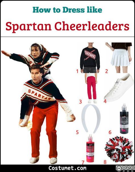 Snl Cheerleader Costume, Sports Themed Halloween Costumes, Cheerleader Costume Diy, Snl Halloween Costumes, Red Pants For Men, Spartan Cheerleader Costume, Snl Costumes, Diy Cheerleader Costume, Snl Spartan Cheerleaders