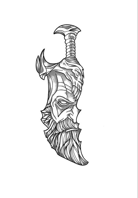 Blades Of Chaos Tattoo, Kratos Tattoo Design, Popular Tattoos For Guys, Kratos Drawing, Valhalla Tattoo, Chaos Tattoo, Norse Mythology Tattoo, Hyper Realistic Tattoo, Spartan Tattoo