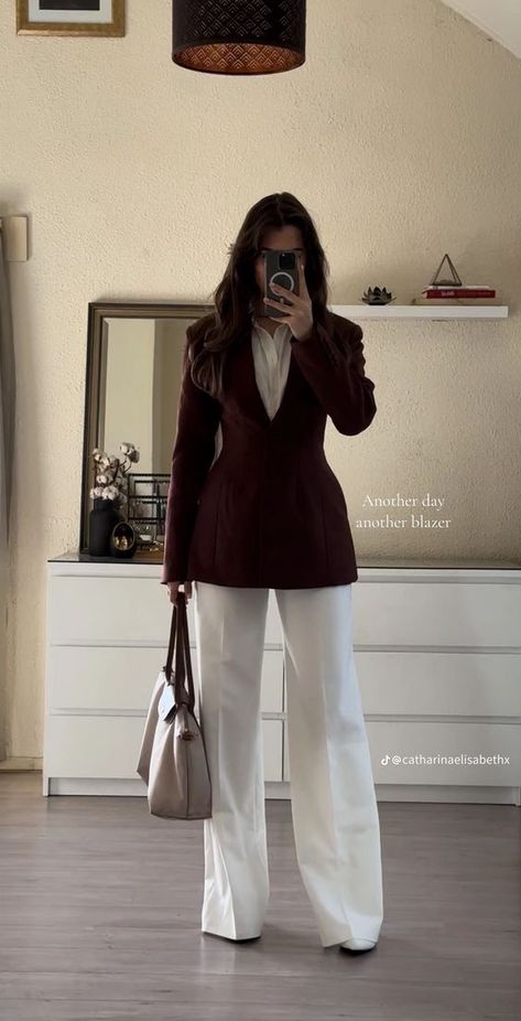 Beige Classy Outfit, Older Money Outfits, White And Burgundy Outfit, Business Casual Outfits Modest, Court Outfit Trial, Corporate Winter Outfit, Elegant Curvy Outfit, Stealth Wealth Fashion, A Line Outfits