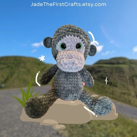 Yep, another gorilla and yep, again for my mum who loves them! 🦍 This pattern is from @allfromjade's book Amigurami Friends! Highly recommend this book, it's so good and each one is so customisable! As soon as I realised there was a gorilla pattern in here it was decided as the first one I'd give a go. And look how cute! Went a bit freestyle with the green eyes too 😍 word from my mum is she has named him "Storm"! So say hi to Storm 😂👋🏻 🏷️: #amigurumi #crochet #handmade #crochetart #gorill... Gorilla Crochet Pattern, Crochet Handmade, Crochet Art, Amigurumi Crochet, Say Hi, Green Eyes, Amigurumi, Crochet Patterns, Crochet