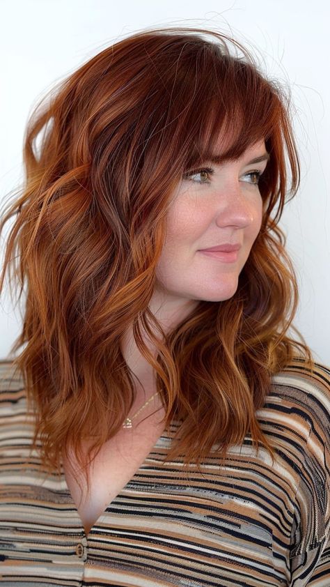 Haircut And Highlights, Haircuts Highlights, Angel Hair Pasta Recipes, Natural Looking Highlights, Haircuts For Round Faces, Ash Blonde Highlights, Copper Highlights, Wavy Lob, Shaggy Haircuts