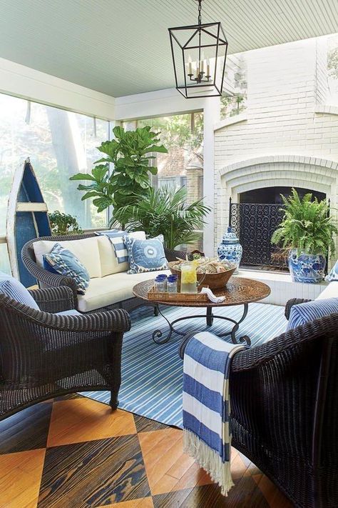 Pretty... - Candy Falcon Home Staging,Decor Professional | Facebook Amy Berry, Blue And White Decor, Study Interior Design, White Fireplace, A Living Room, Outdoor Living Areas, Fireplace Decor, White Decor, Outdoor Rooms