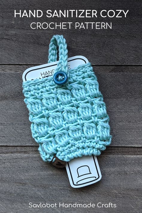 Crochet Hand Sanitizer Cozy Free Pattern, Crochet Key Cozy Pattern Free, Crochet Handsanitizer Pouch Free Pattern, Free Crochet Chapstick Holder Patterns, Crochet Gifts For Teachers Free Pattern, Usable Crochet Projects, Crochet Hand Sanitizer Holder Pattern, Crochet Hand Sanitizer Holder, Mug Cover