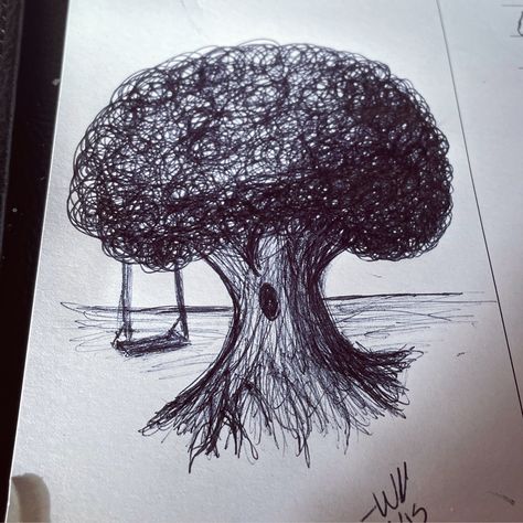 Made with scribbles on june 2021 Scribble Tree Drawing, Tree Pen Drawing, Scribble Drawing, Tree Drawing, Sketches Easy, Pen Drawing, Great Wave, Designs To Draw, Drawing Ideas