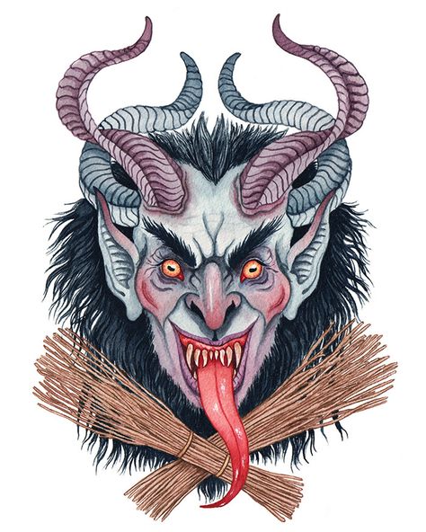 Satanic Tattoo Symbols, Krampus Illustration, Krampus Art, Cool Tattoo Drawings, Evil Tattoos, Fantasy Witch, Creepy Christmas, Rose Photo, Dark Tattoo