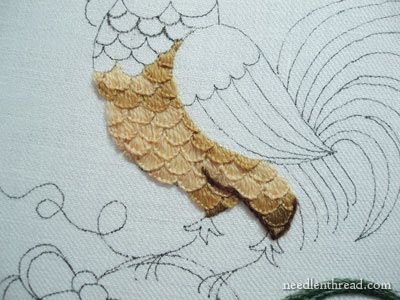 embroidery designs hand stitch/roosters | Rooster Breast and Scallops: A Crewel Recipe – Needle’nThread.com Crewel Embroidery Tutorial Stitches, Embroidery Rooster, Bordado Jacobean, Tutorial Embroidery, Crewel Embroidery Patterns, Crewel Embroidery Kits, Embroidery Tutorial, Hand Stitch, Seed Stitch