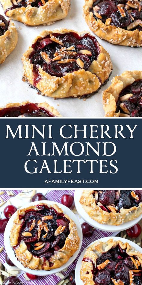 These pretty Mini Cherry Almond Galettes are the perfect, easy dessert for any summertime meal! Make them now with fresh, in-season cherries! Almond Galette, Galette Recipes, Cherry Galette, Fruit Galette, Desserts Mini, Easy Gluten Free Desserts, Galette Recipe, Homemade Snickers, Fresh Cherry