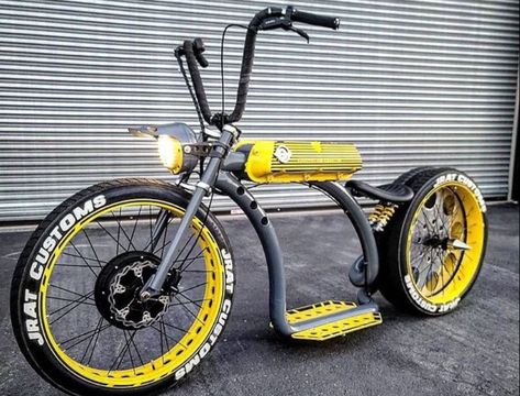 Jrat Customs, Ratrod Bicycle, Vrod Custom, Low Rider Bike Bicycles, Custom Electric Bike, Electric Bicycle Design, Bike Chopper, Motorcycle Chopper, Trike Scooter