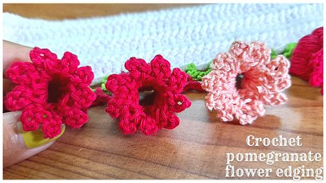 Pomegranate Flower, Crochet Unique, Crocheted Flowers, Unique Flower, Unique Flowers, Flowers And Leaves, Crochet Tutorial, Crochet Flowers, Easy Crochet