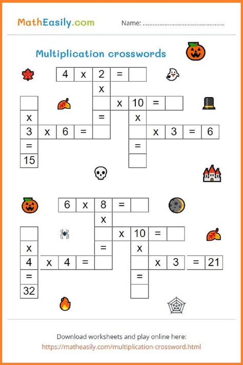 Math Halloween Puzzles Online + PDF 🎃 Halloween Math Multiplication, Halloween Multiplication Worksheets, Math Puzzles For Kids, Fun Multiplication Games, Logic Puzzles For Kids, Math Puzzles Brain Teasers, Fun Halloween Math, Halloween Multiplication, Halloween Math Games