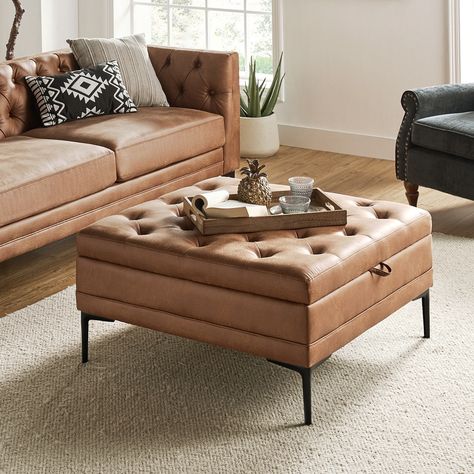 Tufted leather couch