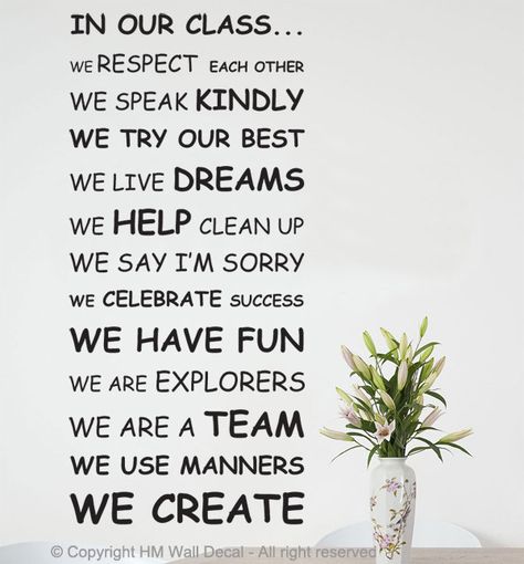 Kindergarten Mission Statement, School Mission Statement Display, Leader In Me Mission Statements, Quotation For Classroom, Class Mission Statement Leader In Me, Motivational Quotes Chart For Classroom, Class Mission Statement, Class Quotes, Jungle Wall Decals