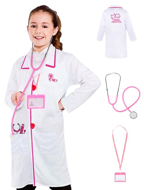 PRICES MAY VARY. Kids Veterinarian Costume Play Set: This kit includes veterinarian coat, a real working stethoscope, and even an ID card, ensuring they have all the tools to care for their toy patients - The perfect toddler Halloween costumes for kids! Realistic Vet Gear: ANPHILE veterinarian costume set comes complete with a real working stethoscope, making it the ultimate immersive experience for aspiring little vets - Ideal for Halloween costumes for kids! Unique and Exclusive Designs: Stand Veterinarian Costume, Vet Costume, Career Costumes, Pretend Play Costumes, Career Day, Up Costume, Costume For Kids, Costume Set, Toddler Halloween Costumes