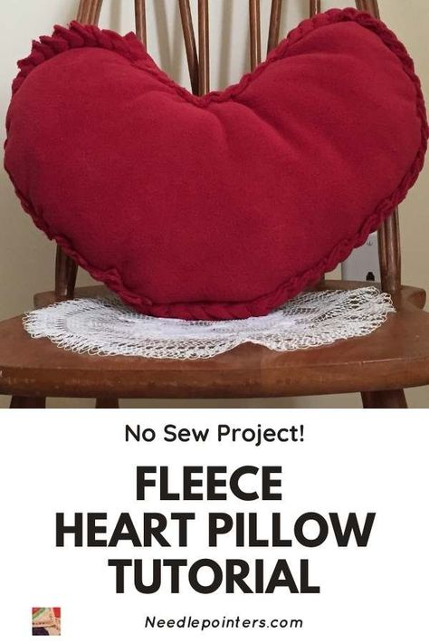 No-sew fleece projects are always fun. This no sew braided edge fleece heart pillow is a quick and easy project. Sew Heart, Tie Pillows, No Sew Fleece, Fleece Projects, Fleece Pillow, Patch Pillow, Personalized Pillow Cover, Arts And Crafts Kits, Heart Pillows