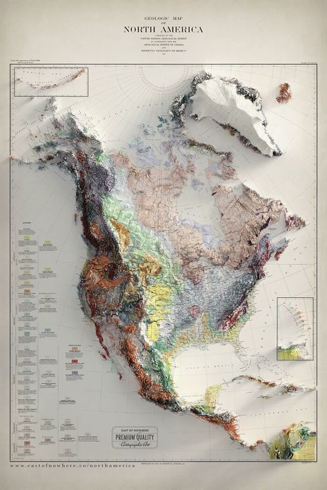 Map Of North America, Geological Map, Topography Map, Geography Map, North America Map, National Parks Map, America Map, World Geography, Relief Map