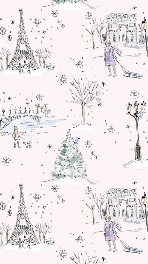 Love my cute new Paris themed winter wallpaper for my phone ☃️🌸 Winter Lock Screen, Decorating Gingerbread Houses, Christmas Moodboard, Collage Kit Aesthetic, Festive Illustration, Holiday Pack, Aesthetic Holiday, French Wallpaper, Iphone Wallpaper Winter