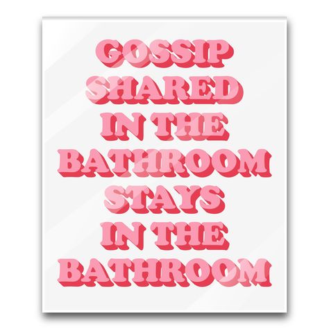 PRICES MAY VARY. Cute Gossip Bathroom Sign - aesthetic as bathroom shelf decor, place in a sign holder (not included) or mount this cute pink and cherry colored bathroom sign using the 2 included double sided adhesives. 5.75x4.75 Inch - vibrant pink and white girly wall art sign sized to compliment your bathroom decor and add a small dose of fun to it. Uniquely chic bathroom wall art. Made in USA - these funny bathroom signs are made of premium acrylic plexiglass, giving it a luxury finish while White And Pink Bathroom Decor, White And Pink Bathroom, Pink Bathroom Walls, Baddie Bathroom Ideas, Cherry Bathroom, Pink Bathroom Aesthetic, Preppy Bathroom, Hot Pink Bathroom, Cute Bathroom Signs