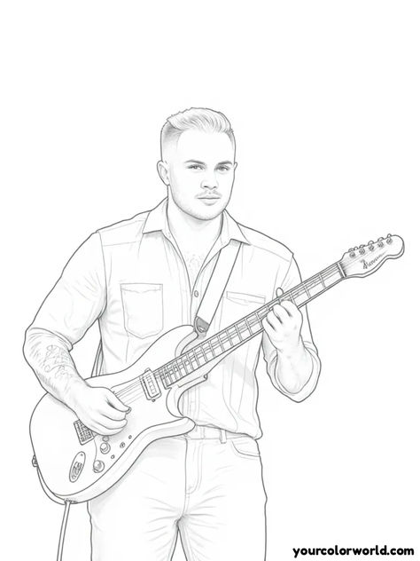 Aesthetic adult Coloring Sheet Zach Bryan playing guitar. Color in Zach Bryan playing a concert. Zach Bryan, Free Printable Coloring, Free Printable Coloring Pages, Playing Guitar, Printable Coloring Pages, Printable Coloring, Coloring Sheets, Coloring Pages For Kids, Coloring Page