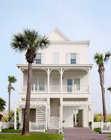 New Beach Cottage with Beautiful Details in Galveston, Texas Stilt House Plans, Beach Townhouse, Cozy Window Nook, Florida Beach Cottage, Key West House, Stilt House, Galveston Beach, Texas Beaches, Cottage Porch