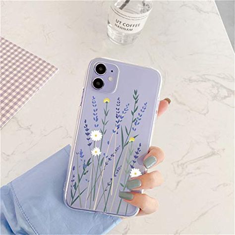 Fangke Coque en silicone souple pour iPhone 11 Motif fleur Transparent Phone Case Diy Paint, Diy Phone Case Design, Pretty Iphone Cases, Pretty Phone Cases, Cases Diy, Apple Iphone 5, Aesthetic Phone Case, Flower Phone Case, Cute Flower