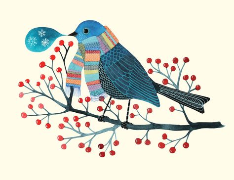 Geninne Zlatkis (one of my favorite artists!) Snow Birds, Birds Clipart, Winter Illustration, Bird Quilt, Winter Bird, Christmas Bird, Bird Illustration, Animal Illustration, Bird Art