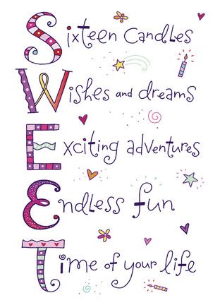 Sweet 16 Sayings For Daughter, Sweet 16 Wishes, Birthday Card Quotes, Sweet Birthday Quotes, 16th Birthday Quotes, Birthday Card Pictures, Quotes Sweet, Sweet 16 Birthday Gifts, Card Quotes