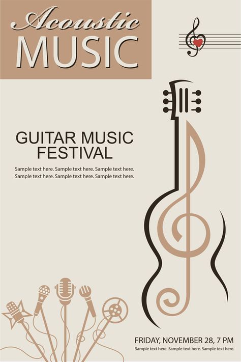 Music And The Brain, World Music Day, Concert Poster Design, Guitar Posters, Music Concert Posters, Music Poster Ideas, Concert Flyer, Guitar Acoustic, Music Festival Poster