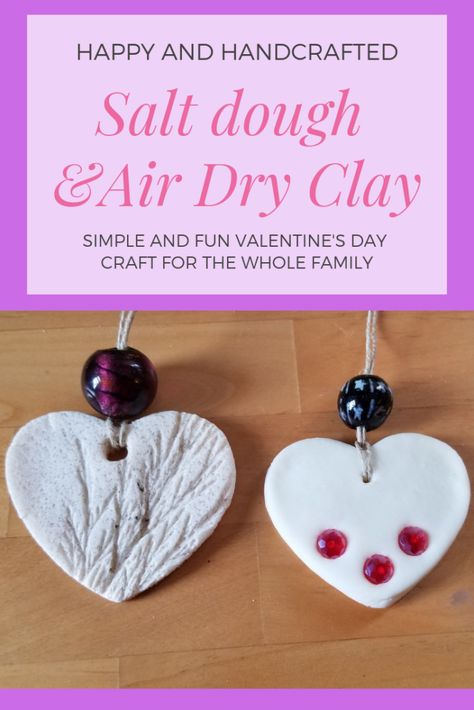 Salt Dough or Air Dry Clay? - Happy and Handcrafted Air Dry Clay Simple, Clay Simple, Salt Dough Projects, Valentines Day Cards Diy, Handcrafted Christmas Cards, Salt Dough Crafts, Salt Dough Recipe, Handprint Ornaments, Easy Valentines