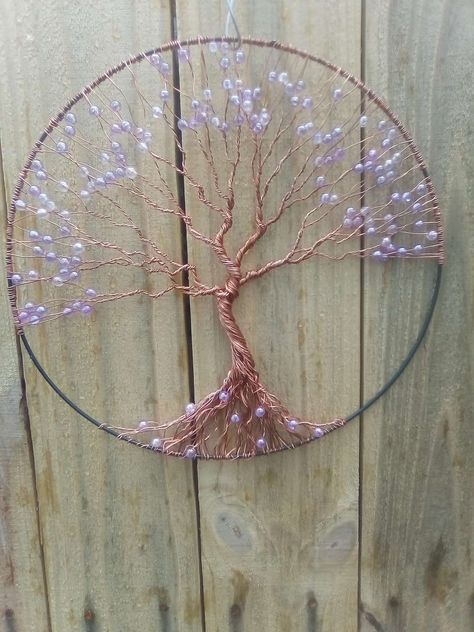 Copper Wire Tree Of Life, Diy Tree Of Life Wire, Tree Of Life Crafts Diy, Wire Trees Diy How To Make, Tree Of Life Diy, Diy Tree Of Life, Denim Feathers, Beaded Suncatchers, Bead Trees