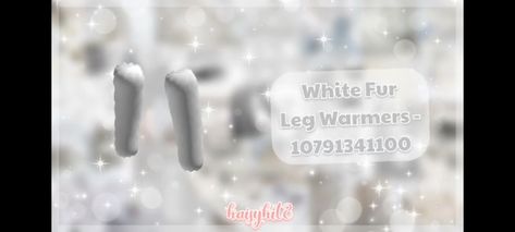 White Leg Warmers Roblox Code, Roblox Leg Warmers Code, Accessories Codes, Roblox Ids, Doodles Bonitos, Fur Leg Warmers, Roblox Code, Fur Gloves, Roblox Animation