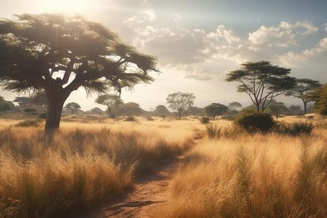 A landscape with a tree on the left and a road that has the word serengeti on the right. | Premium AI-generated image Africa Landscape, Africa Nature, African Landscape, Free Business Card Mockup, Urban Setting, Business Card Maker, Flyer Maker, Poster Maker, Card Banner