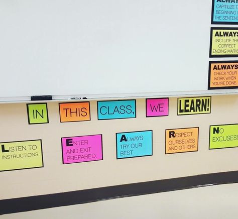 I really like this because they are solid expectations and it sets standards for what students should do when they think about the word learn. I like this because it puts meaning to the word learn in a way that is rules. Ag Classroom, Classroom Tour, 5th Grade Classroom, Classroom Organisation, 4th Grade Classroom, 3rd Grade Classroom, Middle School Classroom, Classroom Behavior, Classroom Rules