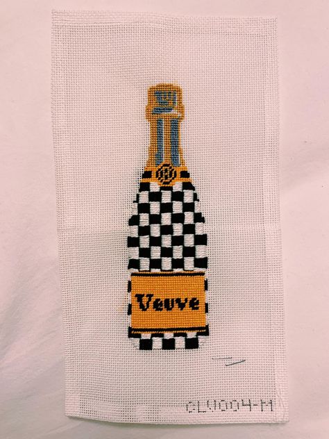 Veuve Needlepoint, Champagne Embroidery, Cross Stitch Needles, Christmas Birthday Gifts, Diy Wire Jewelry, Needlepoint Patterns, Needlepoint Kits, Needlepoint Canvases, Champagne Bottle