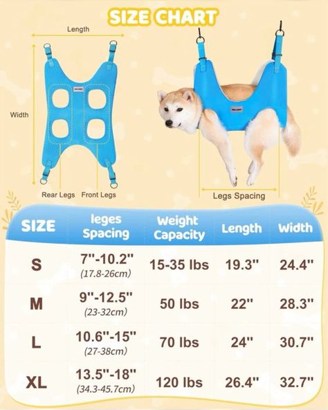 MULANNIC Pet Dog Grooming Hammock Harness, 𝟒-𝐋𝐚𝐲𝐞𝐫 𝐑𝐞𝐢𝐧𝐟𝐨𝐫𝐜𝐞 for Large Dogs, Dog Sling for Grooming, Dog Hammock Restraint Bag with Nail Clippers, Nail File, Pet Comb,Ear/Eye Care (L) Diy Dog Sling For Nail Trimming, Dog Grooming Hammock, Pet Sling, Pet Grooming Supplies, Dog Hammock, Dog Sling, Animal Crackers, Dog Nails, Dog Pattern