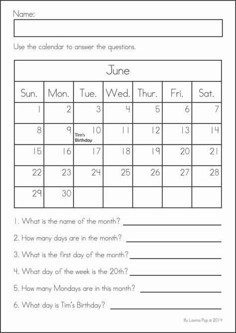 Calendar Worksheet For Kindergarten Calendar Questions Worksheets 27F First Grade Calendar, Kindergarten Calendar, Calendar Skills, Calendar Worksheets, June Calendar, Summer Review, Calendar Activities, Calendar Math, Literacy Worksheets