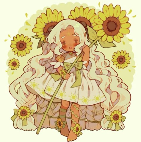 Angel Girl Aesthetic, Chibi Flower, Chibi Commission, Draw Flowers, Flowers Everywhere, Chibi Anime Kawaii, Little Drawings, Character Design Ideas, I Love Your