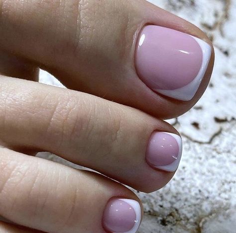 Pink French Pedicure, Shellac Toes, French Toe Nails, Pink Toe Nails, Short Nail Manicure, Trends Nails, French Pedicure, Gel Toe Nails, Toe Nail Color